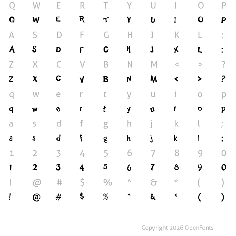 Character Map of Happy Sans Regular