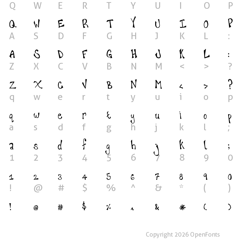 Character Map of happyhanneke Regular