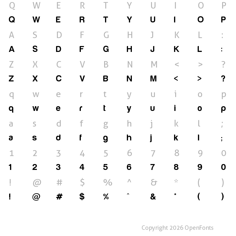 Character Map of Harabara Bold