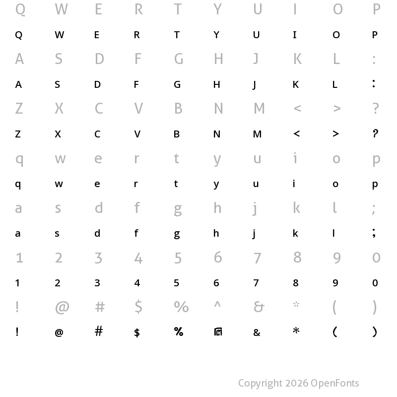Character Map of Harappa Lipi Bold Bold