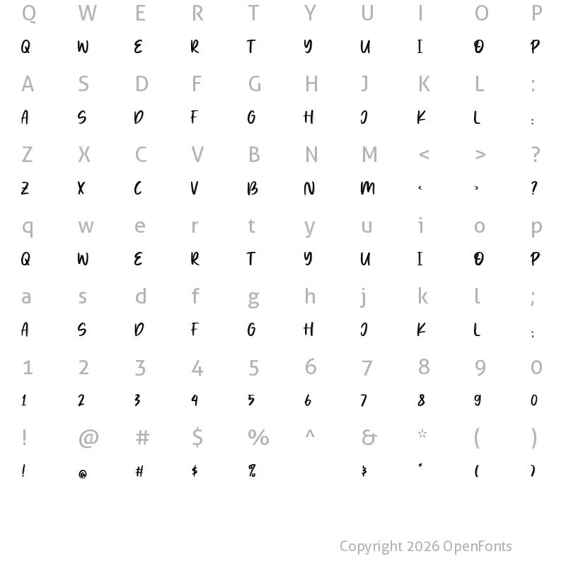 Character Map of Hard Streed Brush Regular
