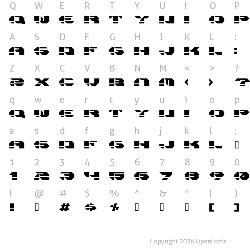 Character Map of Hardcore Regular