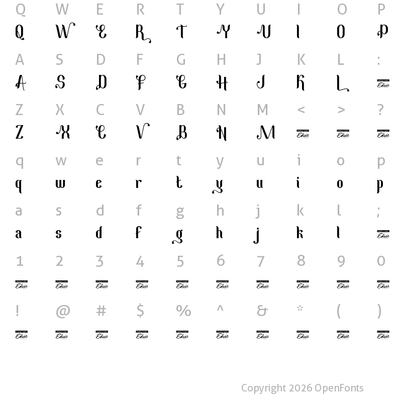 Character Map of Hardenburg Demo Bold