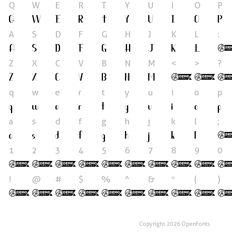 Character Map of Harmonis Demo Regular