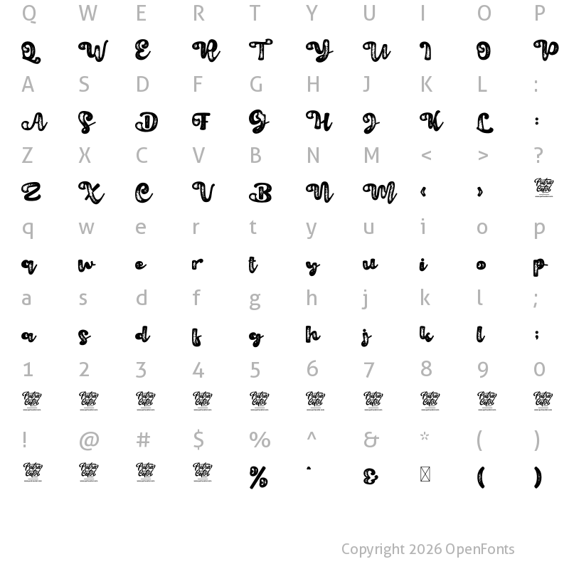 Character Map of Harmony Vintage Texture