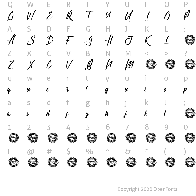Character Map of Harshey Demo Regular