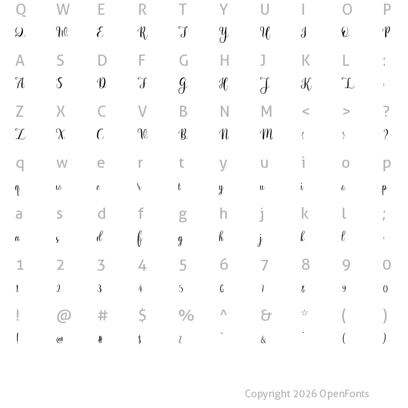 Character Map of Harsley script