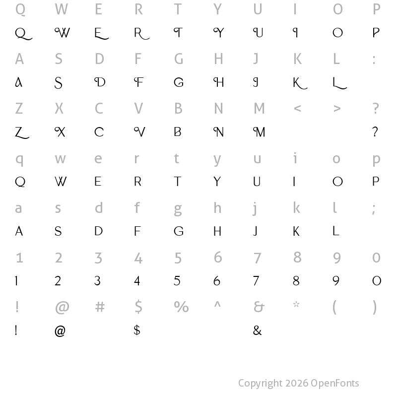 Character Map of Harume Roman Regular