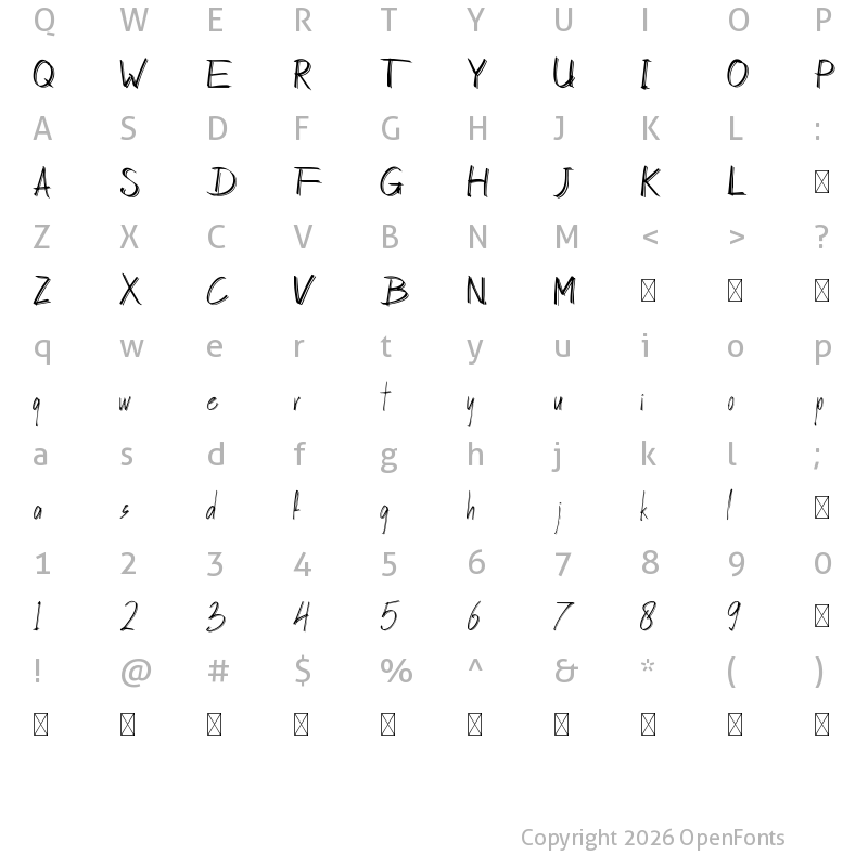 Character Map of HasleyDabrownDemo Regular