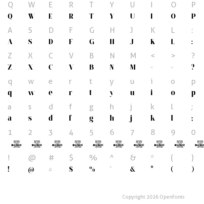 Character Map of Hastafi PERSONAL USE ONLY Regular