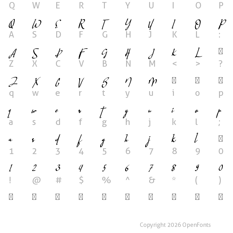 Character Map of Hastagram Personal Regular