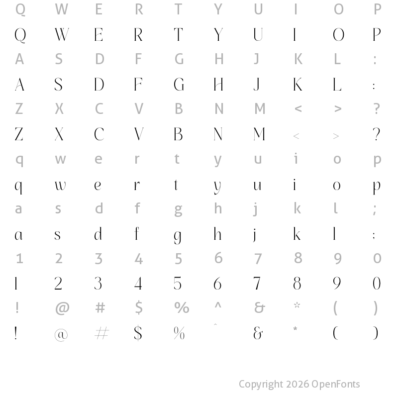 Character Map of Hatficeld Regular