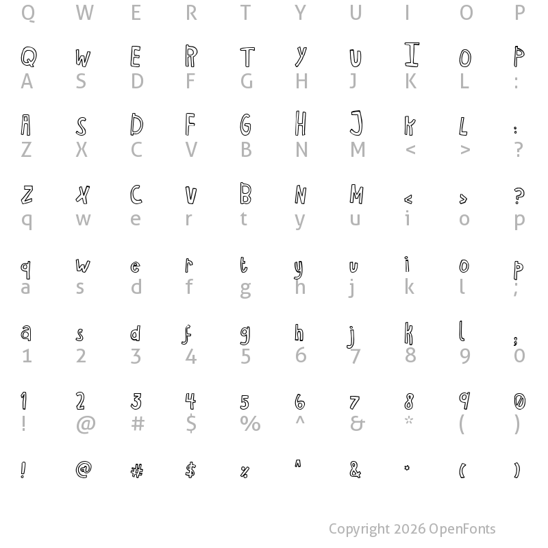 Character Map of Havent Slept in Two Days Bold