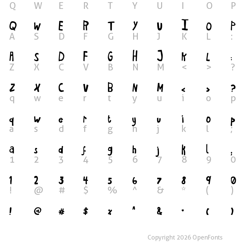 Character Map of Havent Slept in Two Days Shadow Regular