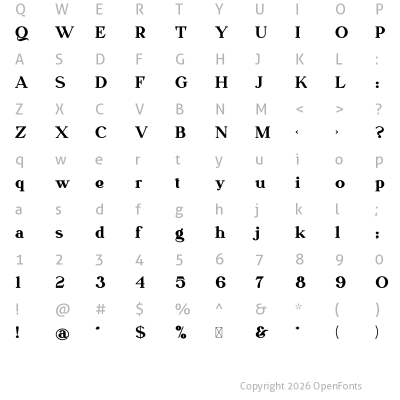 Character Map of Hawthorn Regular