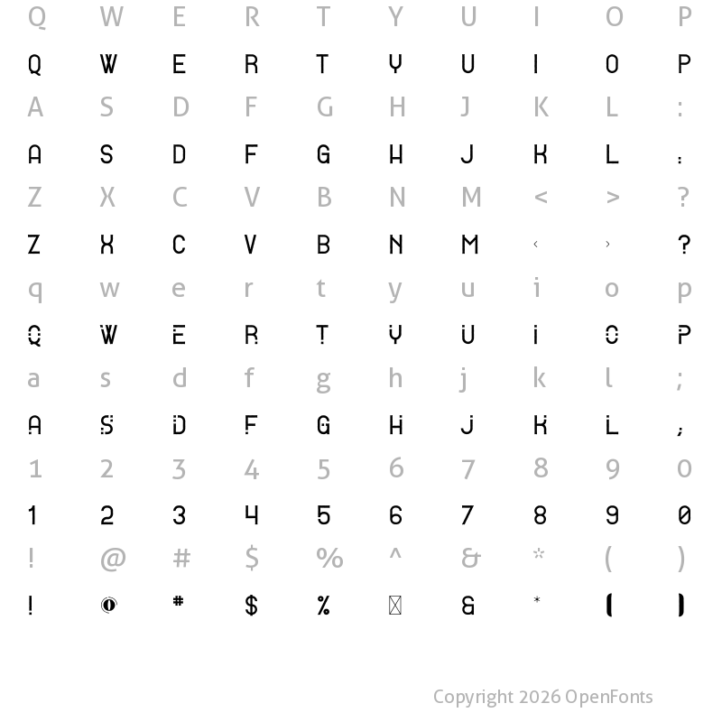 Character Map of Hayes Regular