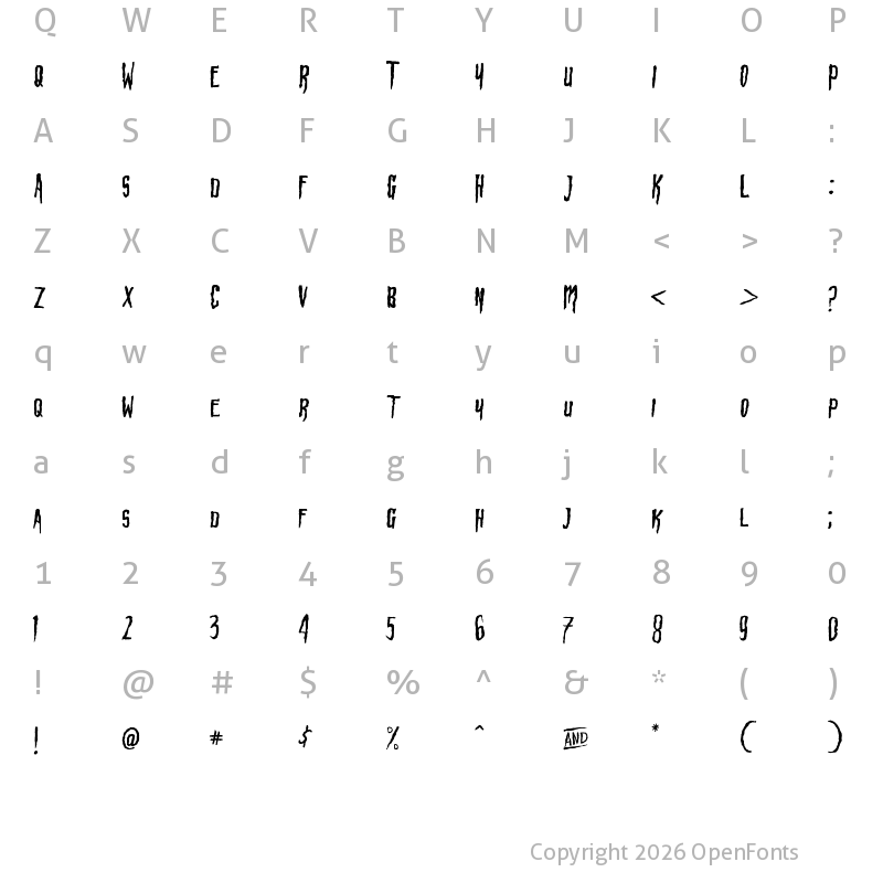 Character Map of HBM Wonky Ron Regular
