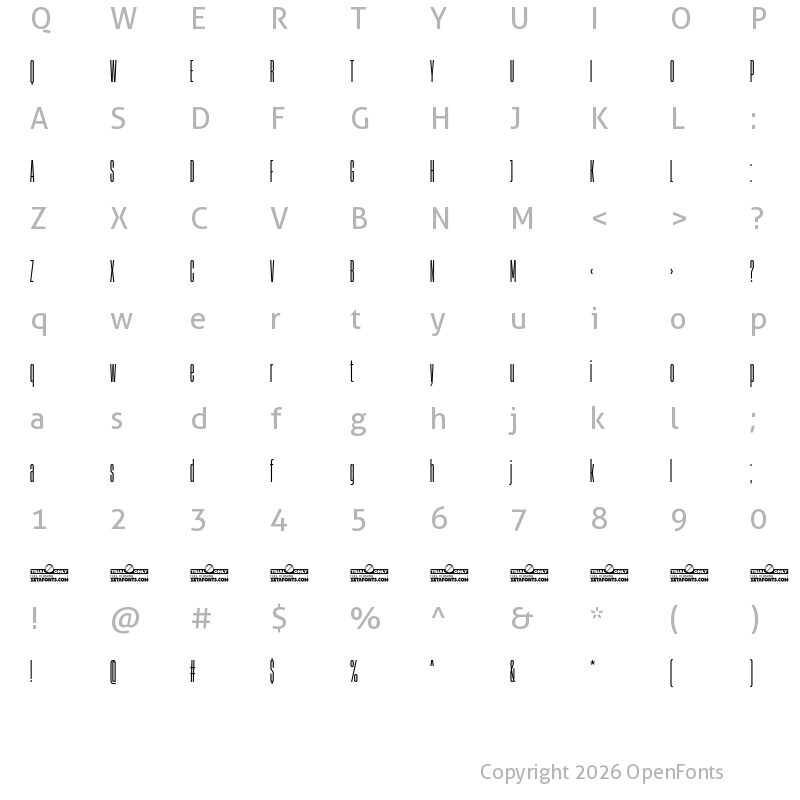 Character Map of Heading Now Trial 04 Regular