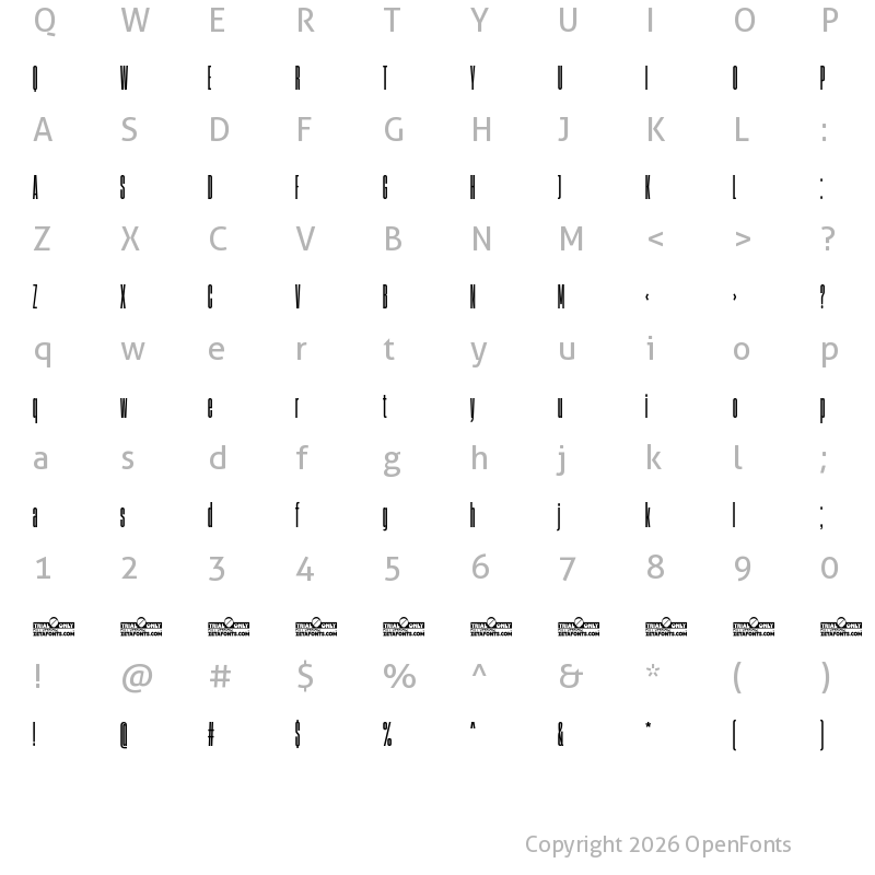Character Map of Heading Now Trial 06 Bold