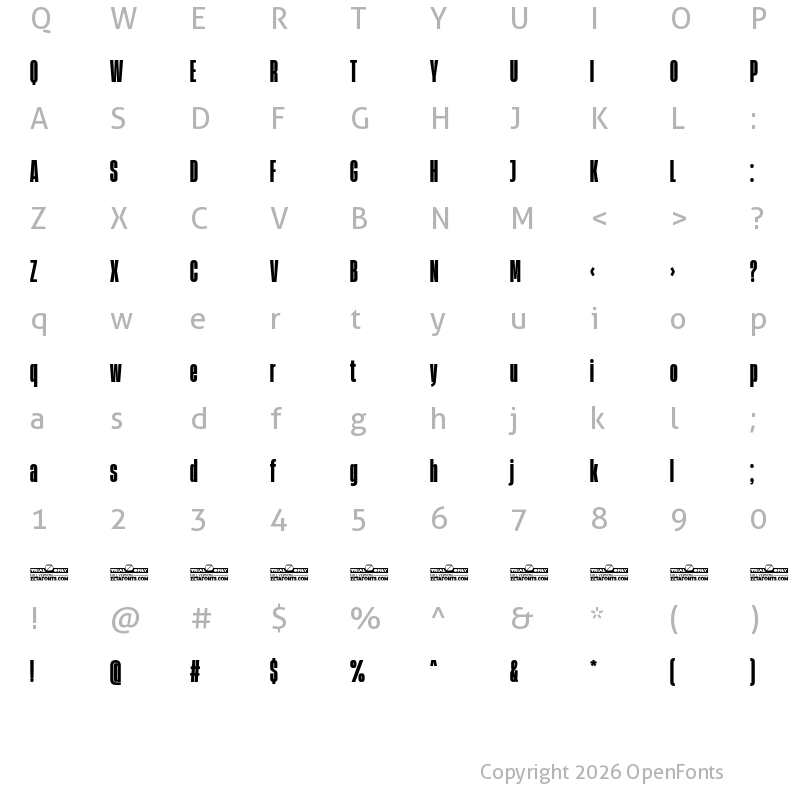Character Map of Heading Now Trial 28 Heavy