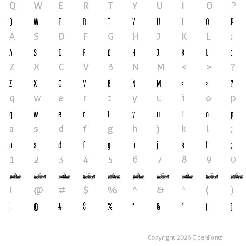 Character Map of Heading Now Trial 34 Regular
