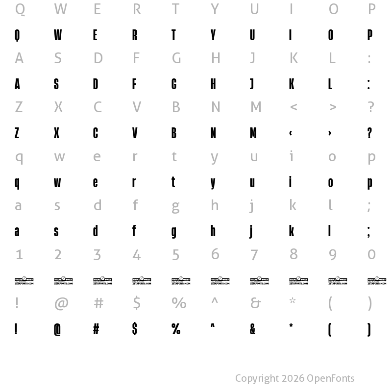 Character Map of Heading Now Trial 37 Extrabold