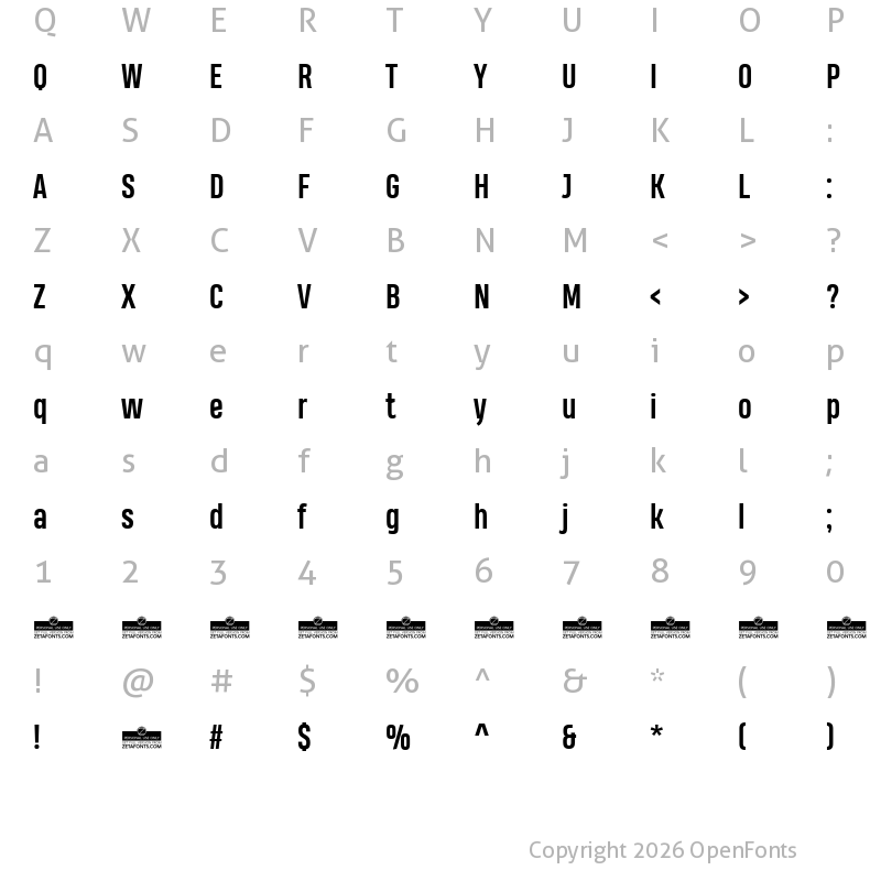 Character Map of Heading Pro Trial Bold