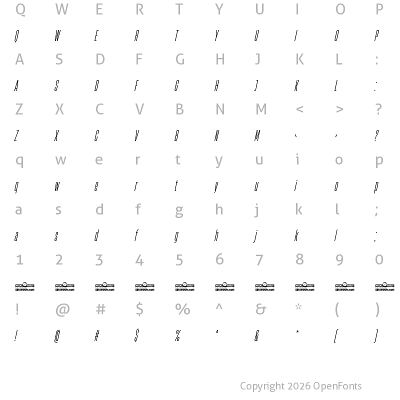 Character Map of HeadingNow Trial 13 Book Italic