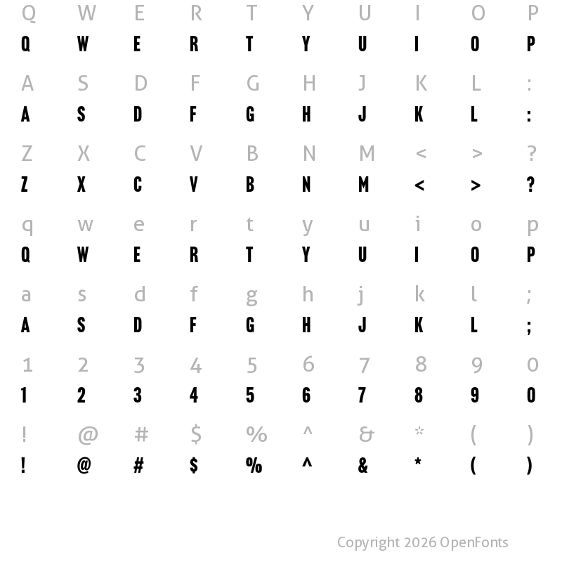 Character Map of Headline Gothic ATF Regular
