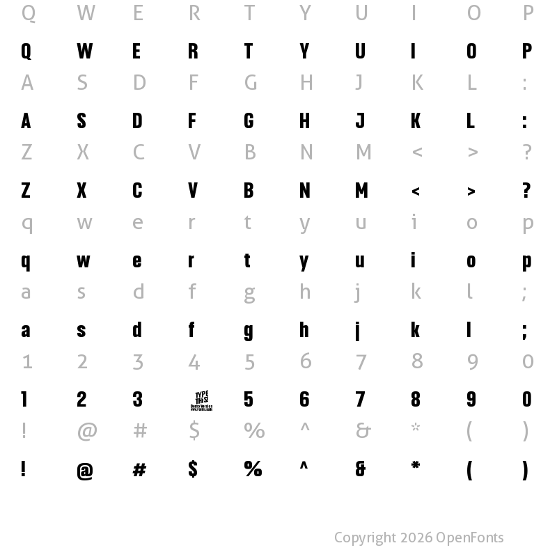 Character Map of Headlines Bold
