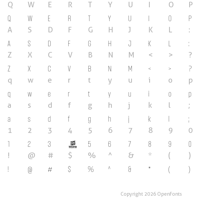 Character Map of Headlines Light