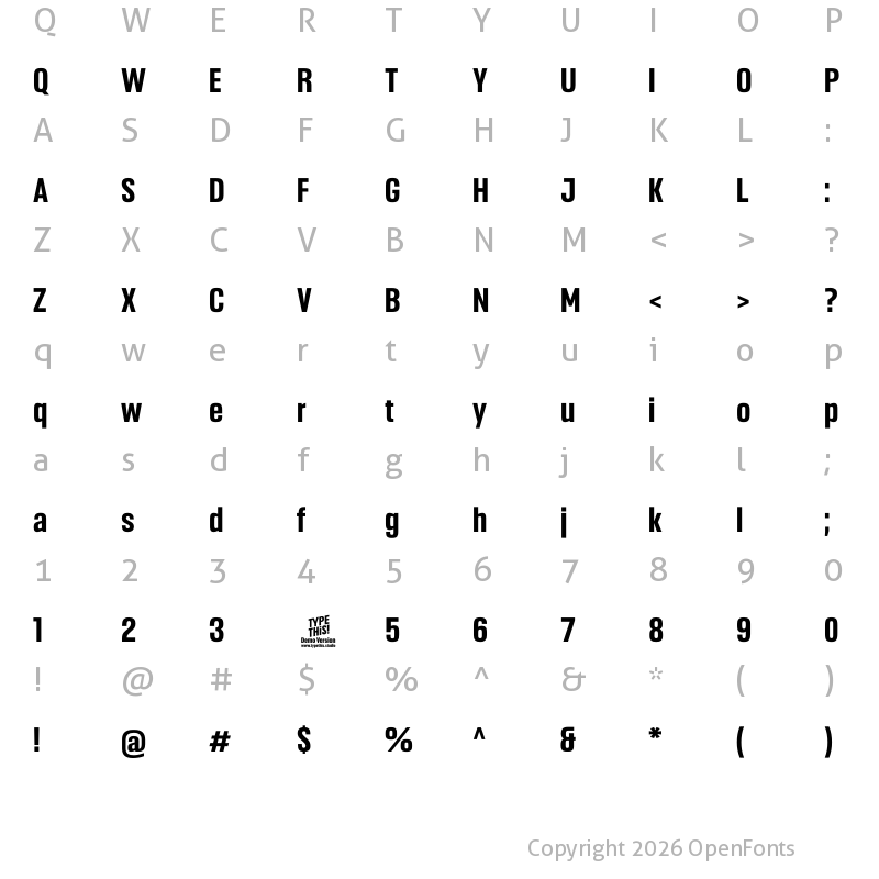 Character Map of Headlines Semi Bold