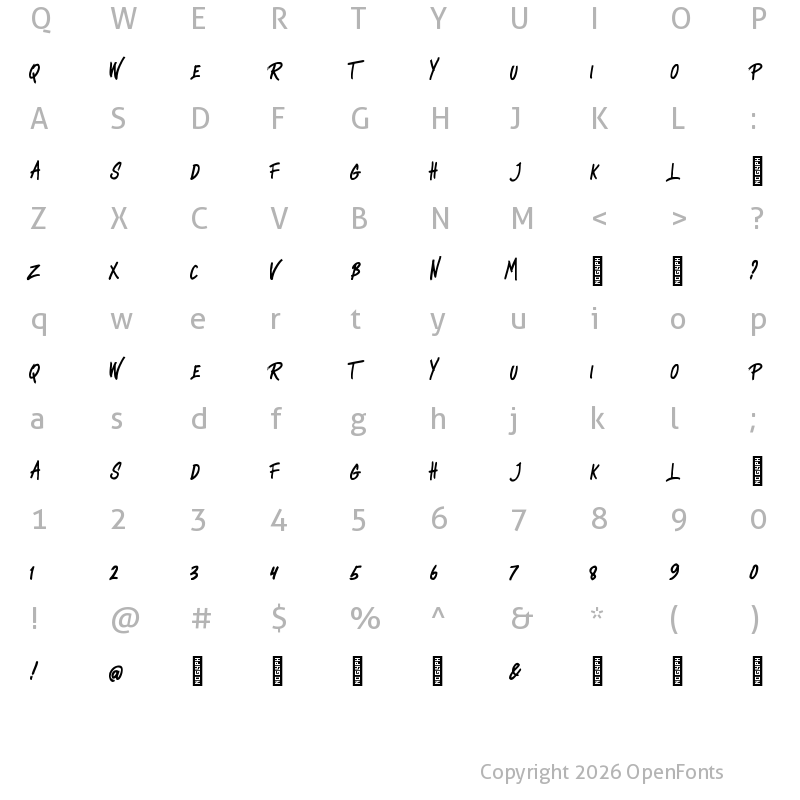 Character Map of Heady Rough Regular