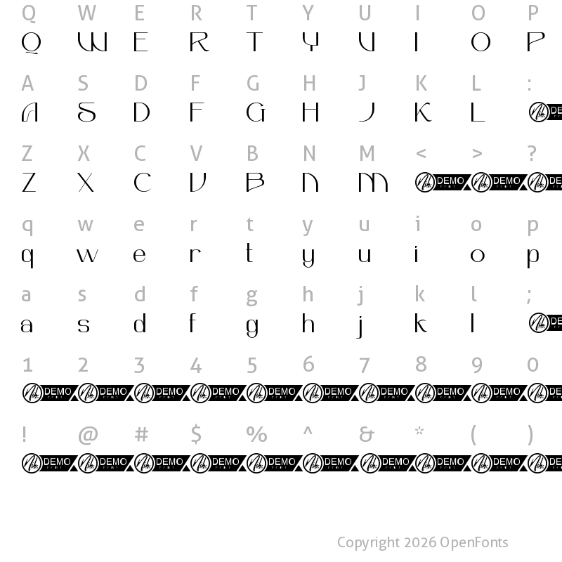 Character Map of Healing Again Demo Regular