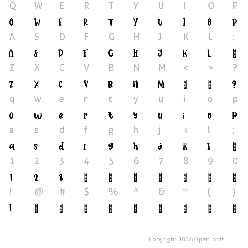 Character Map of Heart Apart Regular