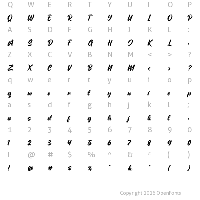 Character Map of Heart Blues Regular