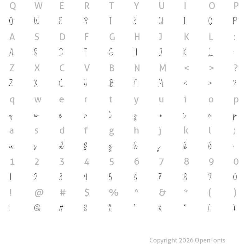 Character Map of Heartin - Personal Use Regular