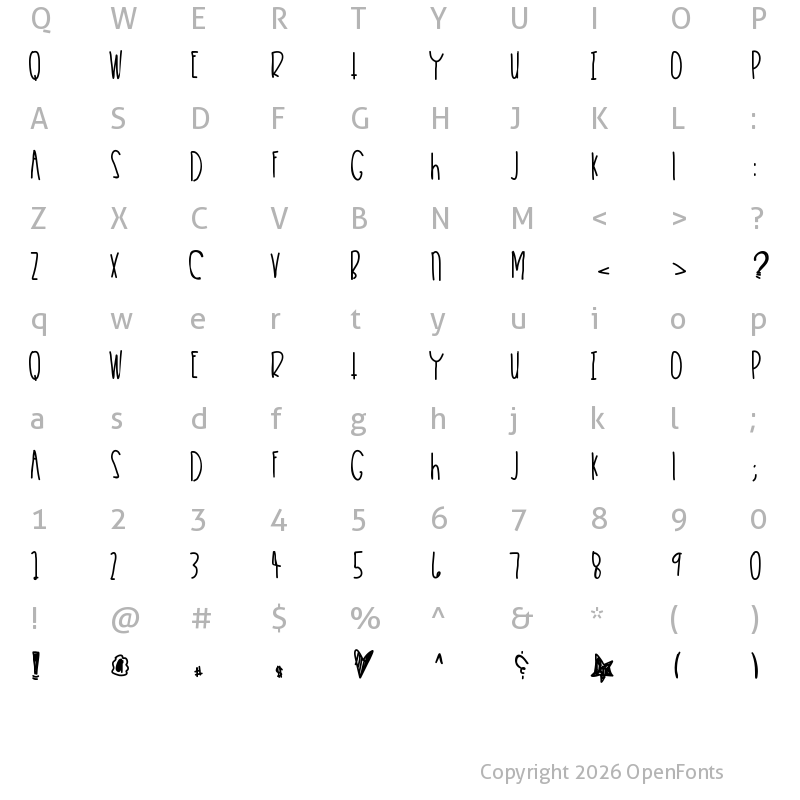 Character Map of HeartKeeper Medium