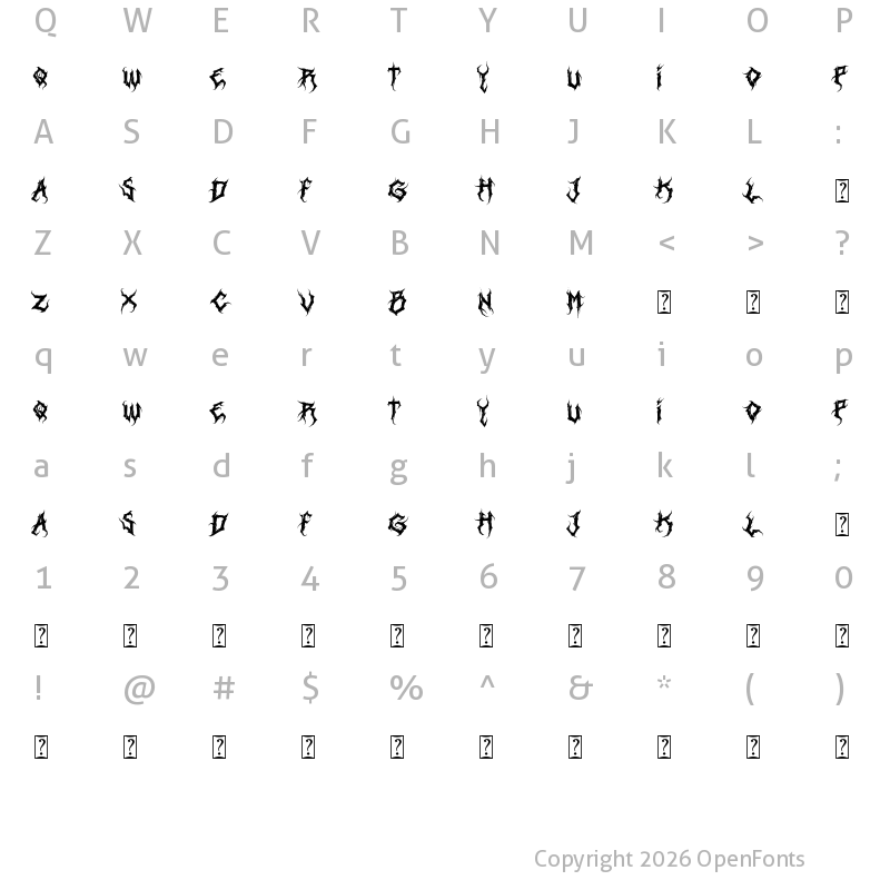 Character Map of Heartless Regular