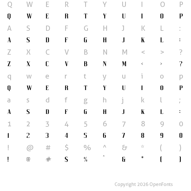 Character Map of HEAVEN MINE Regular