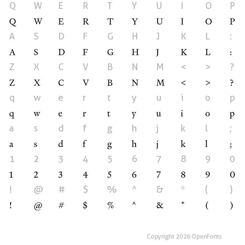 Character Map of Heldane Text Regular