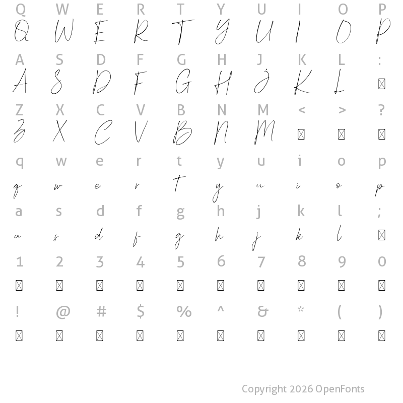 Character Map of Heleny Free Regular