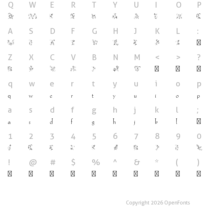 Character Map of Hellen Flourishing Regular