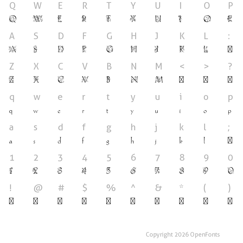 Character Map of Hellen Initials Regular