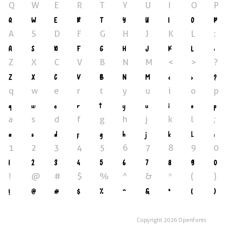 Character Map of Hello Catty Regular