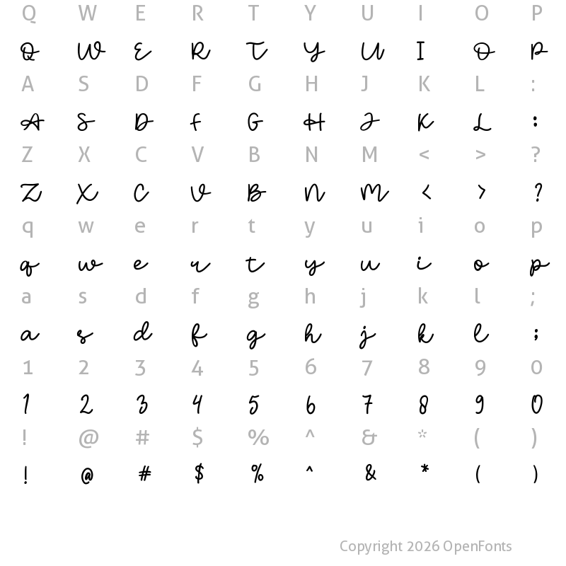 Character Map of Hello Cinta Regular