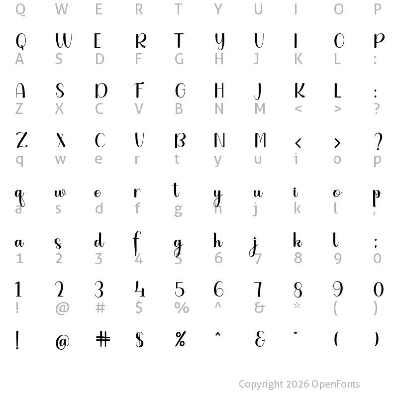 Character Map of Hello Darling Regular