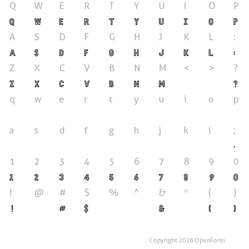 Character Map of HELLO DENVER DISPLAY BOLD Bold