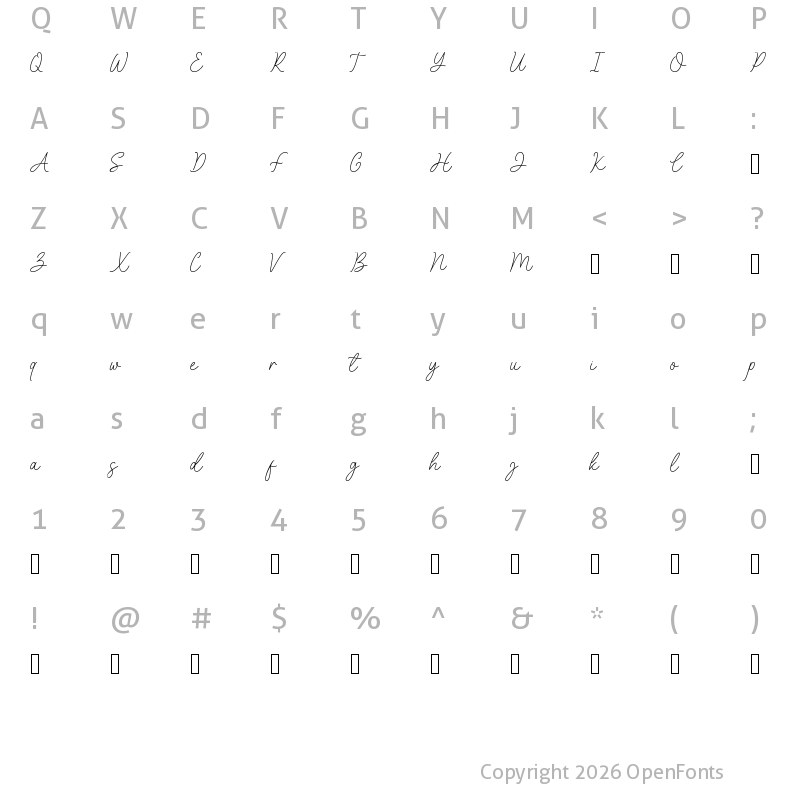 Character Map of Hello Farmhouse Script Regular