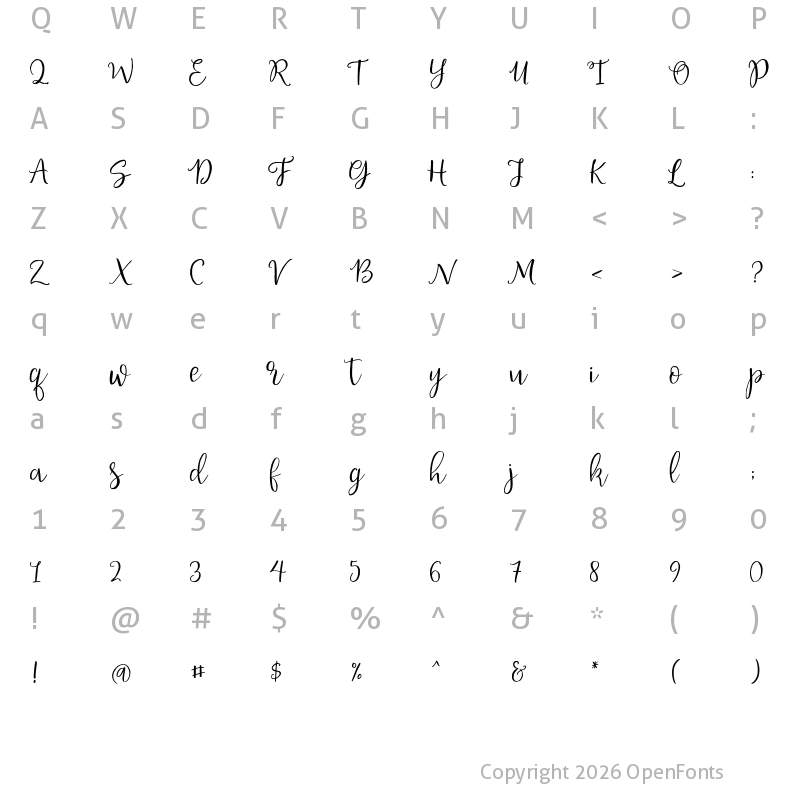 Character Map of Hello Flarinda Regular